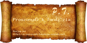 Proszonyák Tanázia névjegykártya